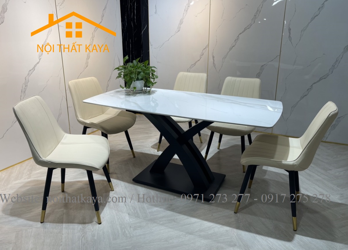 Bộ Bàn Mặt Đá Ceramic Chân X - 6 Ghế Nhập Khẩu KY-GH11 - Ảnh 9