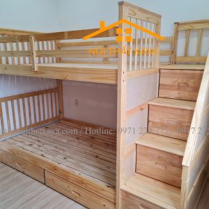Giường 2 Tầng Xuất Khẩu BF166 Vạt Kín (1m2) - Tự Nhiên
