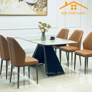 Bộ Bàn Mặt Đá Ceramic Chân A - 6 Ghế Nhập Khẩu KY-GH33