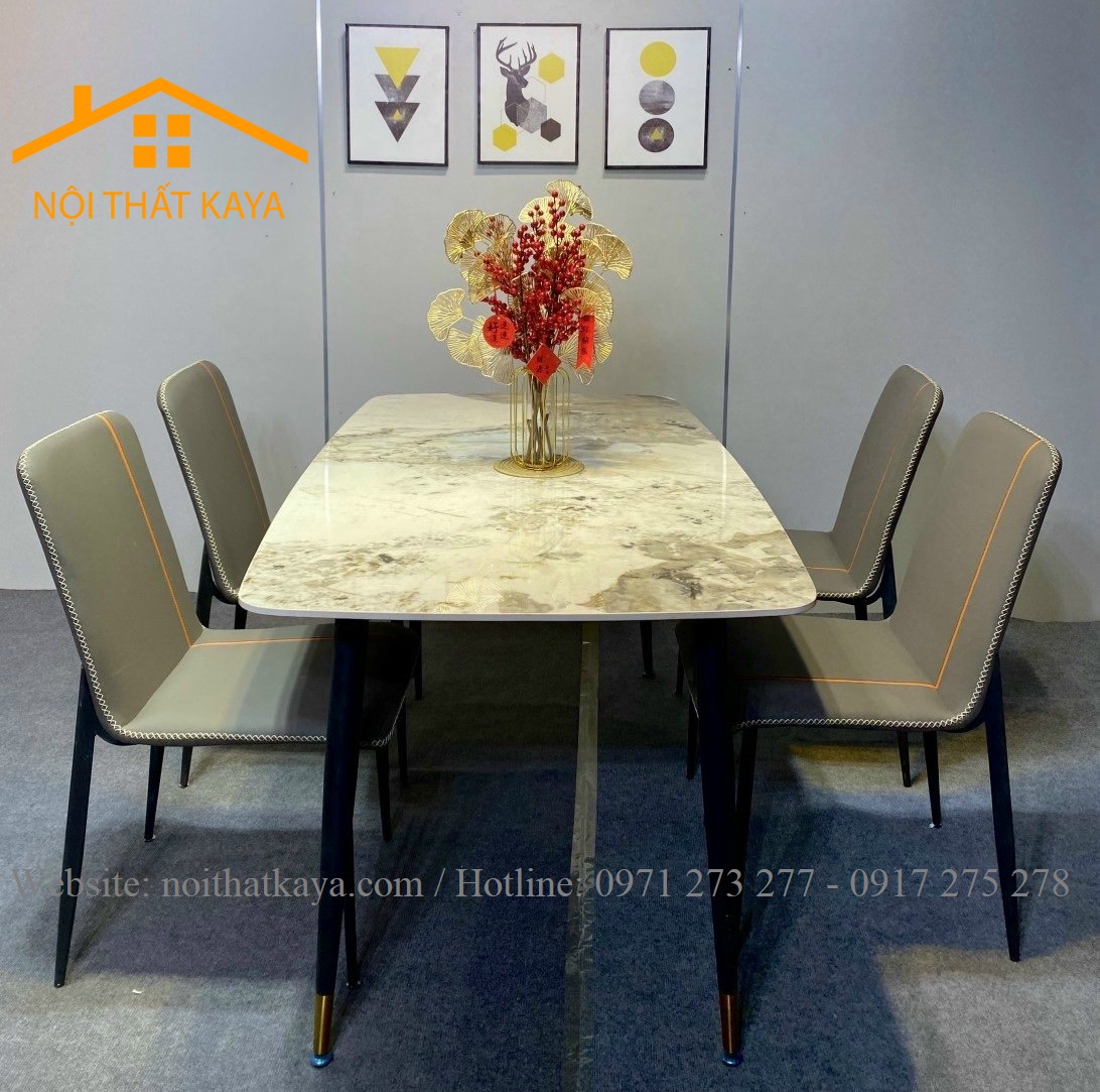 Bộ Bàn Mặt Đá Ceramic Chân Neva - 4 Ghế Nhập Khẩu KY-GH30 - Ảnh 4