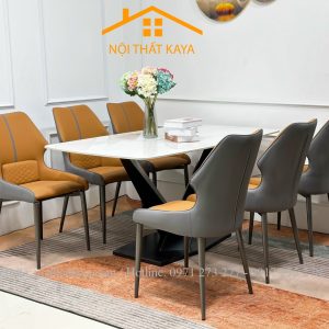Bộ Bàn Mặt Đá Ceramic Chân X - 6 Ghế Nhập Khẩu KY-GH38