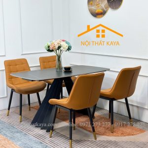 Bộ Bàn Mặt Đá Ceramic Chân A Sóng - 4 Ghế Nhập Khẩu KY-GH21