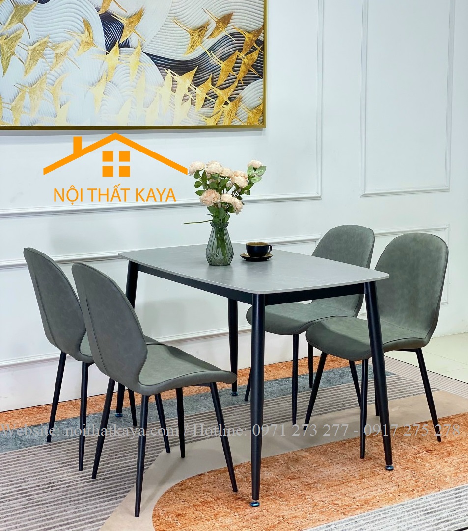 Bộ Bàn Mặt Đá Ceramic Chân Neva - 4 Ghế Nhập Khẩu KY-GH19 - Ảnh 3