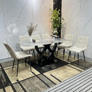 Bộ Bàn Ghế Nhập Khẩu Camila - 6 Ghế - Chân Thép Mạ Titan (2)