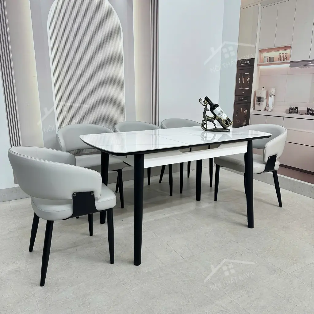 Bộ Bàn Ăn Mặt Đá Thông Minh Mở Rộng K25 – 6 Ghế Duke (4)