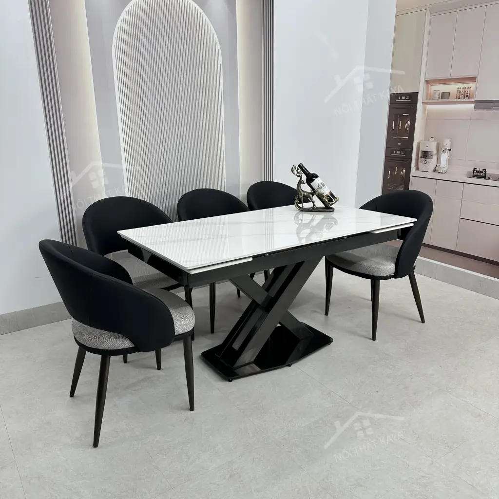 Bộ Bàn Ăn Mặt Đá Thông Minh Mở Rộng K44 – 6 Ghế Kenzo (3)