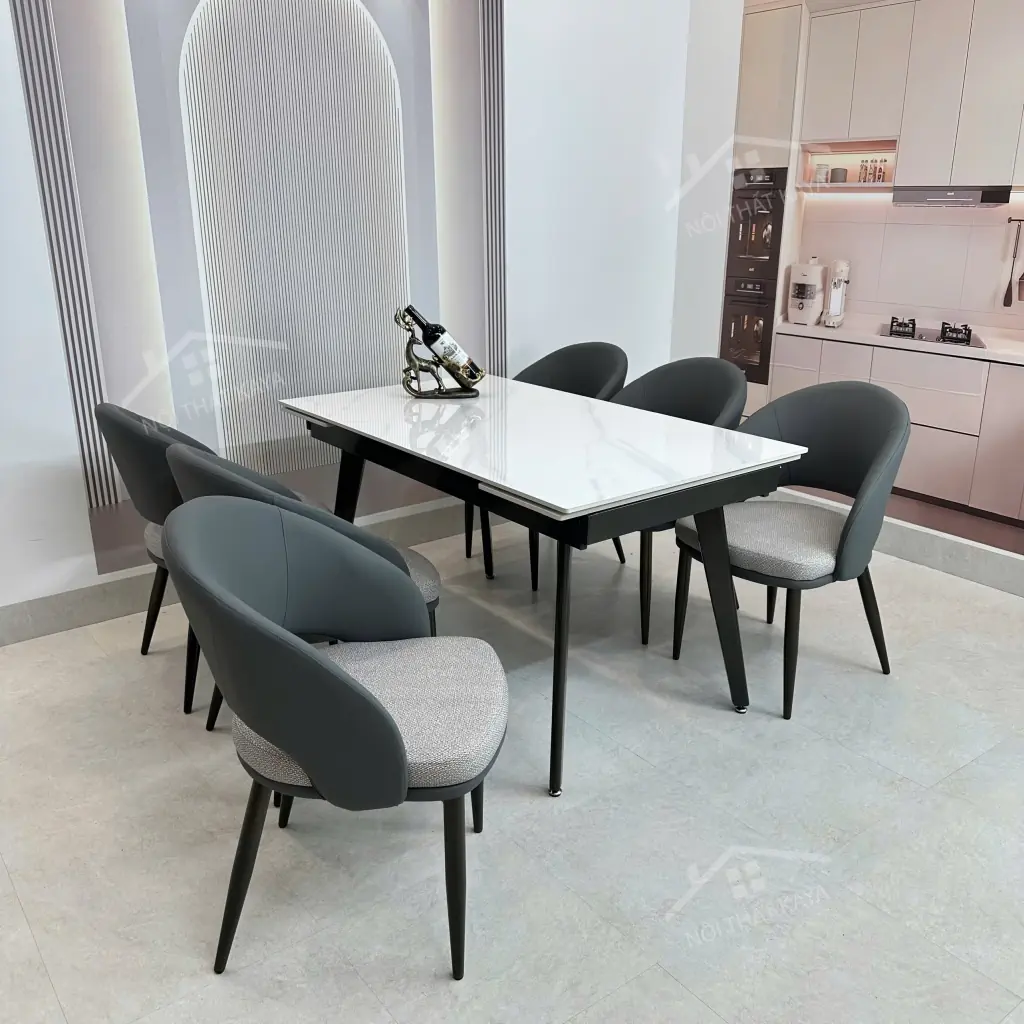 Bộ Bàn Ăn Mặt Đá Thông Minh Mở Rộng K57 – 6 Ghế Kenzo (3)