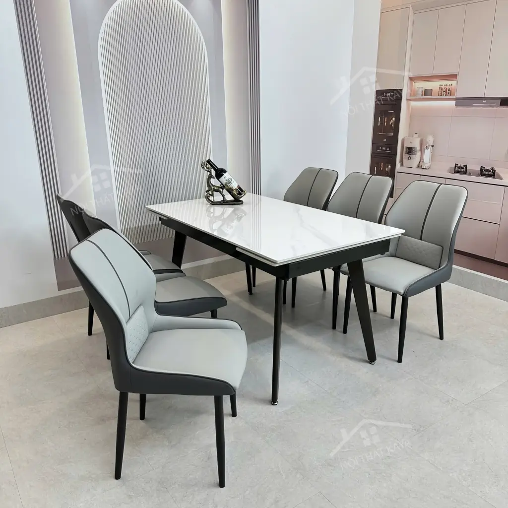 Bộ Bàn Ăn Mặt Đá Thông Minh Mở Rộng K57 – 6 Ghế Veno (4)