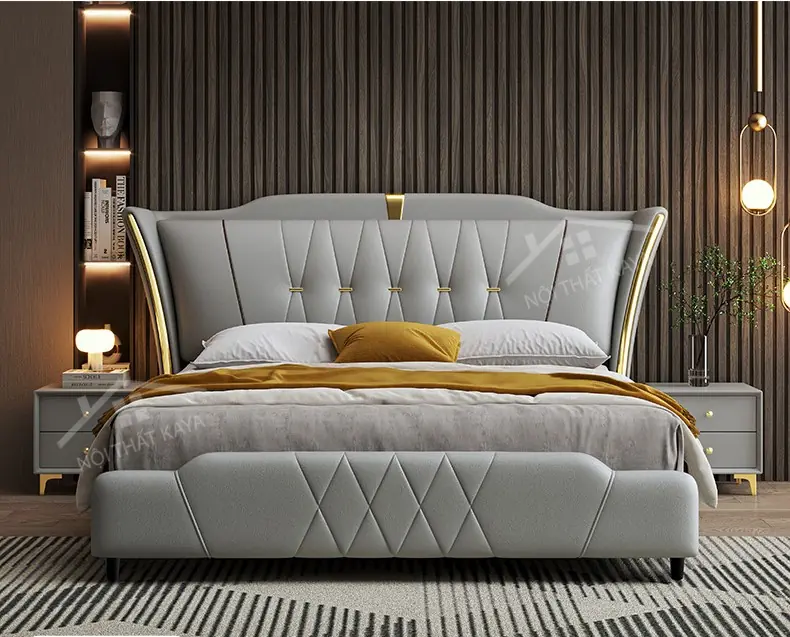 Giường Bọc Nệm đầu Kiểu Gndk028 (1)