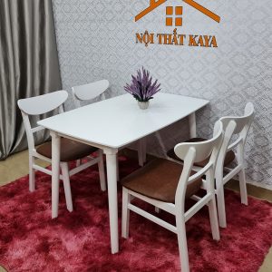 Set Bàn Ăn 4 Ghế Lunar (Trắng) BAK-494