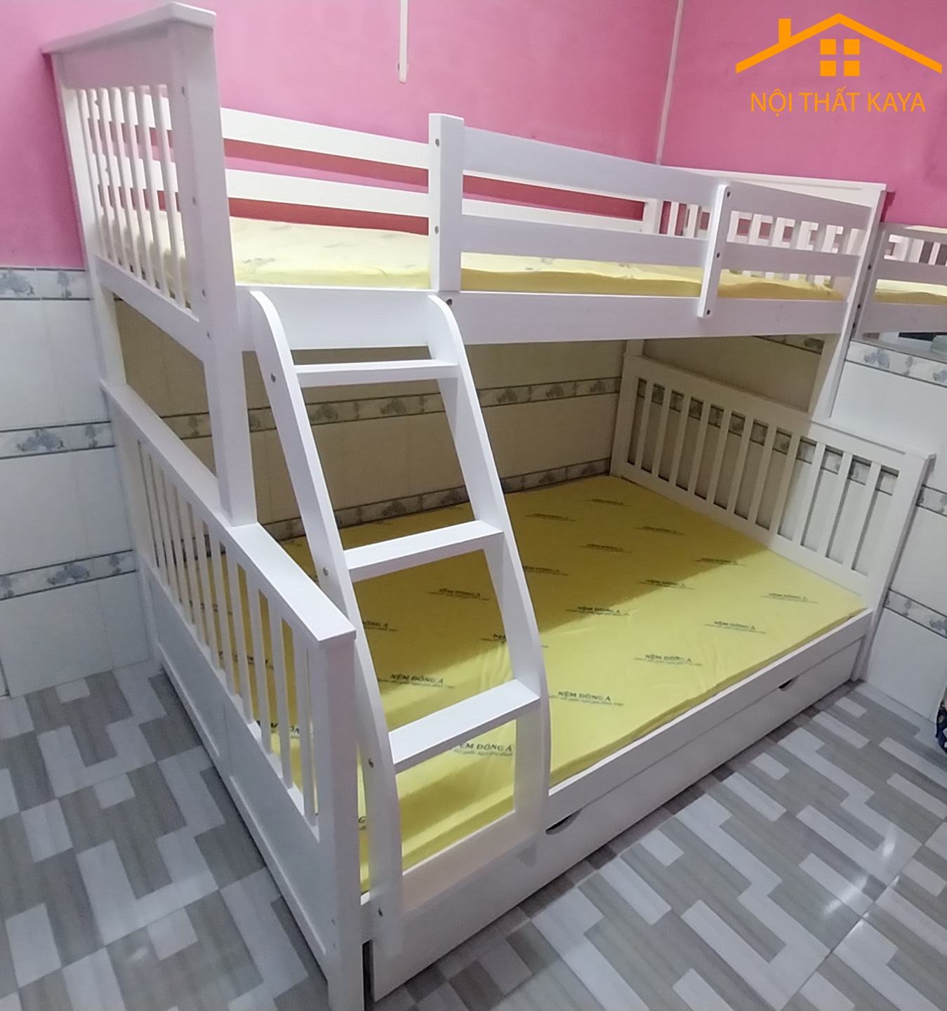 Giường 3 Tầng Xuất Khẩu GT328 (1m-1m4-1m) - Tự Nhiên - Ảnh 4