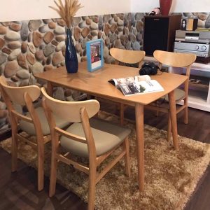 Set Bàn Ăn 4 Ghế Lunar (Tự Nhiên) BAK-493