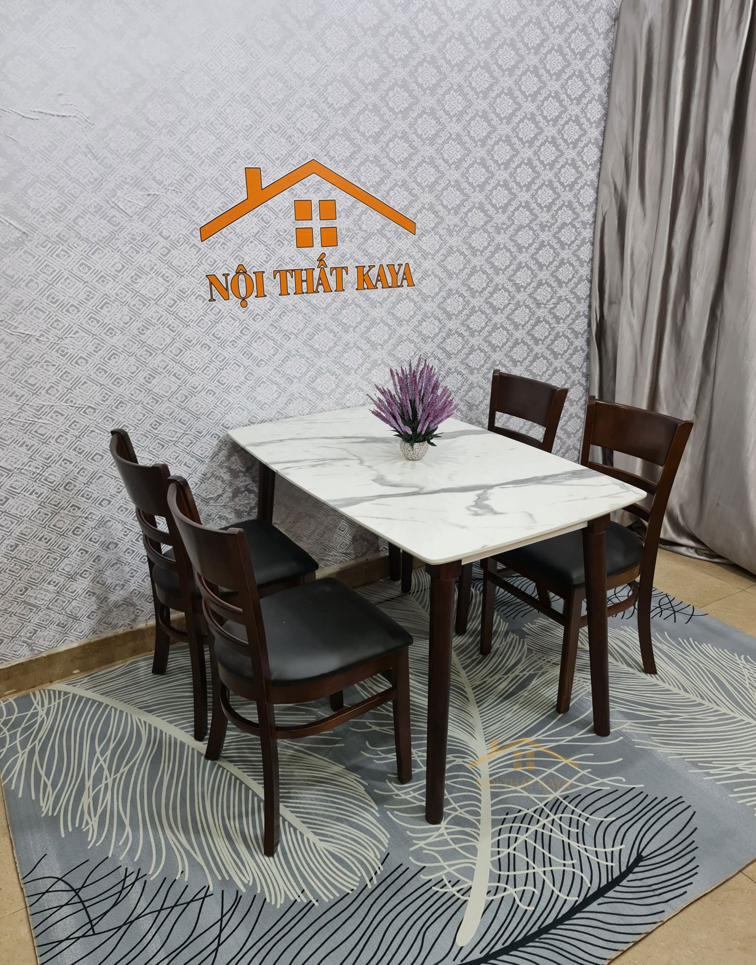 Bộ bàn 4 ghế Mostar giả đá màu nâu - Ảnh 2
