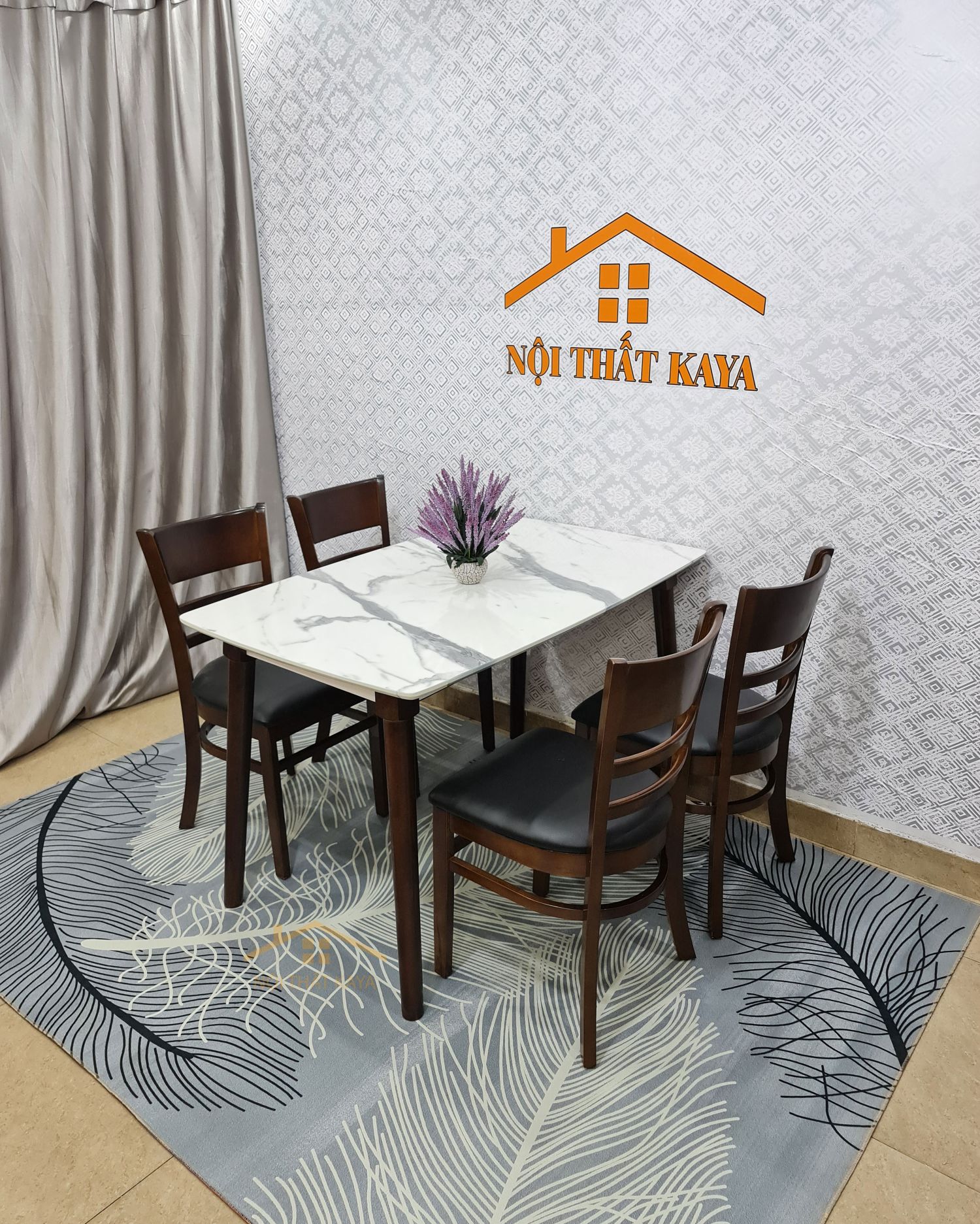 Bộ bàn 4 ghế Mostar giả đá màu nâu