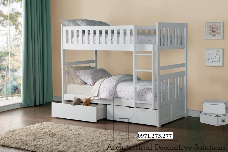Giường 2 Tầng Xuất Khẩu Unit 1M4 (Có Hộc Kéo) Trắng - Ảnh 2